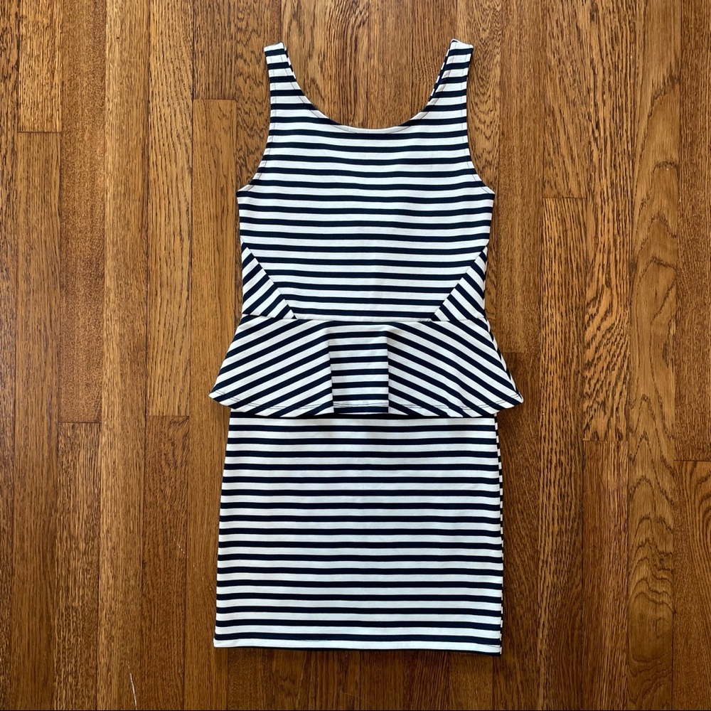 Striped peplum mini dress